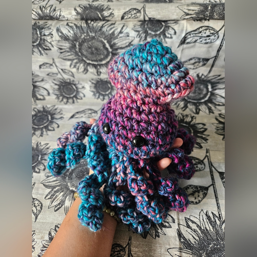 Crochet Blue Pink Squid Amigurumi